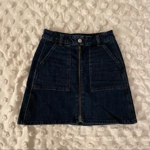 Madewell Dark wash denim zipper mini skirt